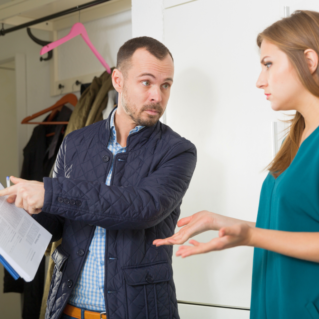 Landlord documenting tenant issues to address disputes.