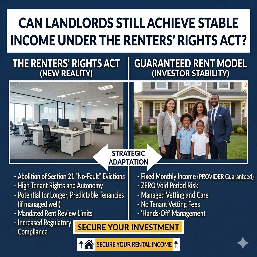 Landlord analysing rental income strategy under renters rights act for long-term financial stability