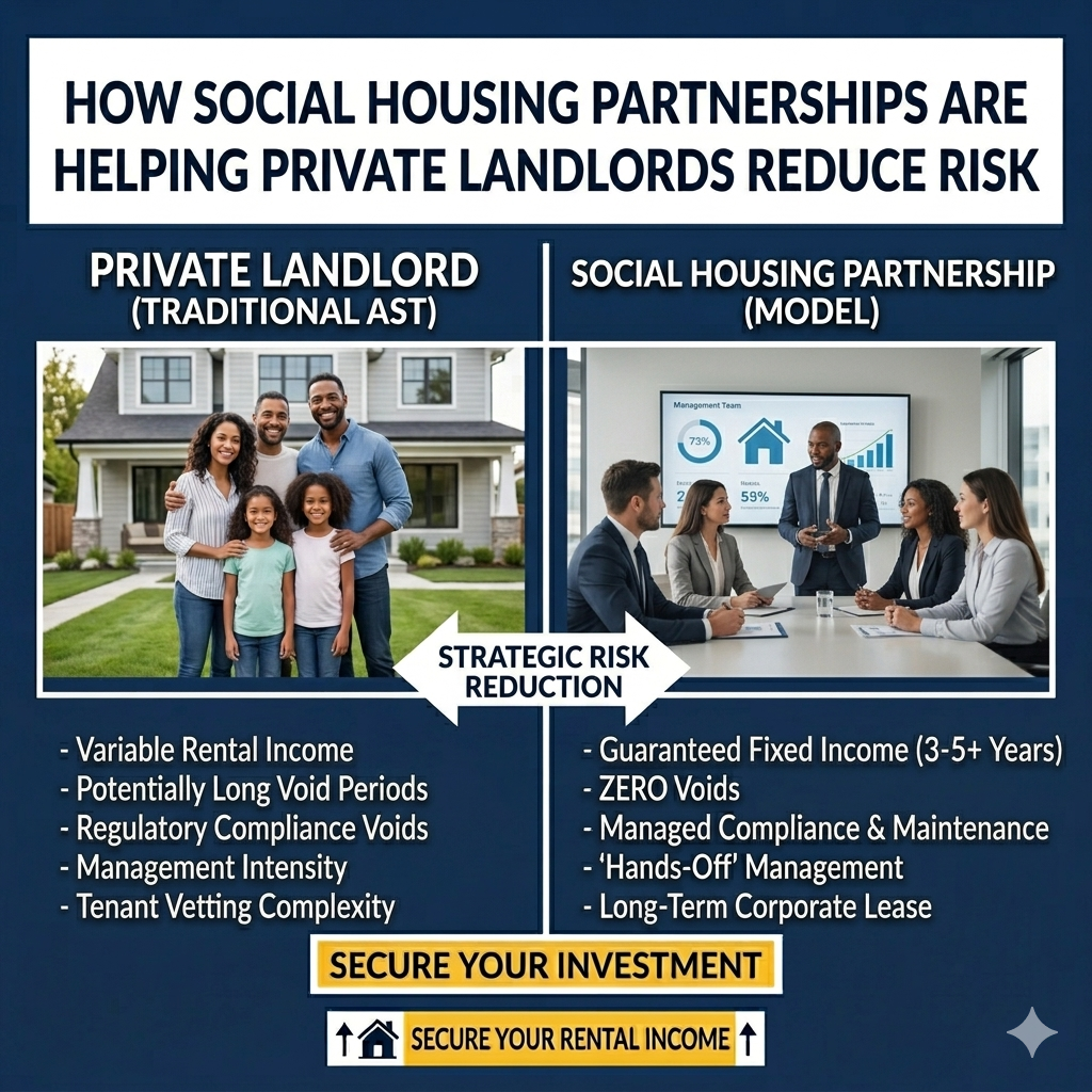 Private landlord partnering with social housing provider for long-term rental stability and reduced risk