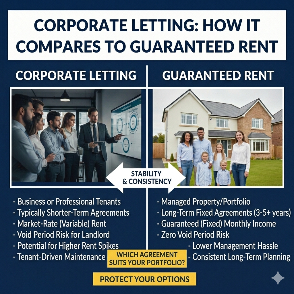 corporate letting vs guaranteed rent comparison chart