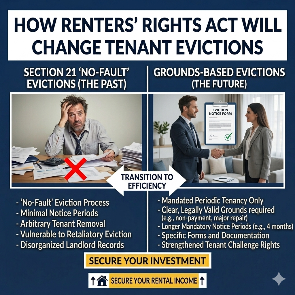 UK landlord reviewing eviction rules under renters rights act and planning rental strategy