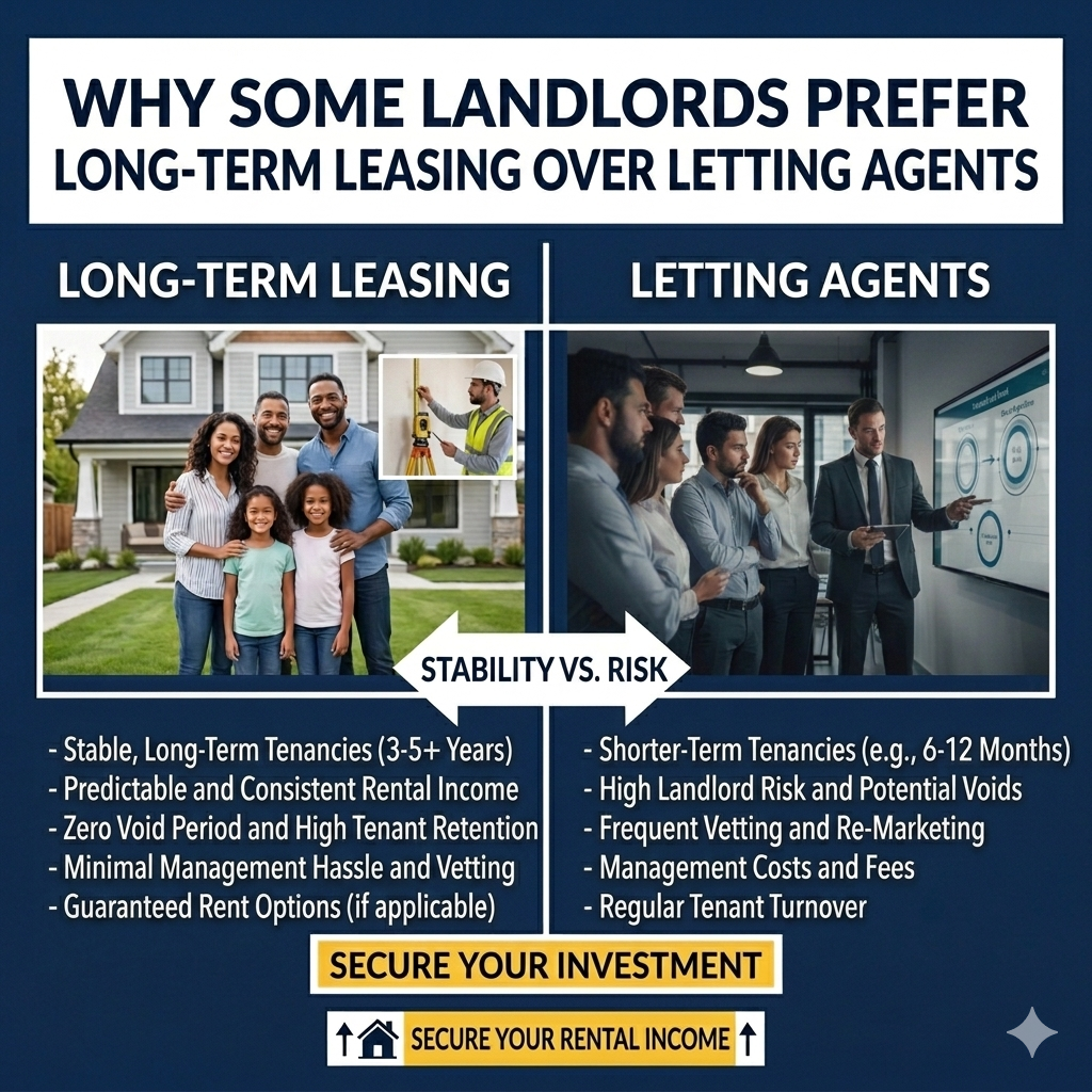 Landlord reviewing long-term leasing contract for property income stability