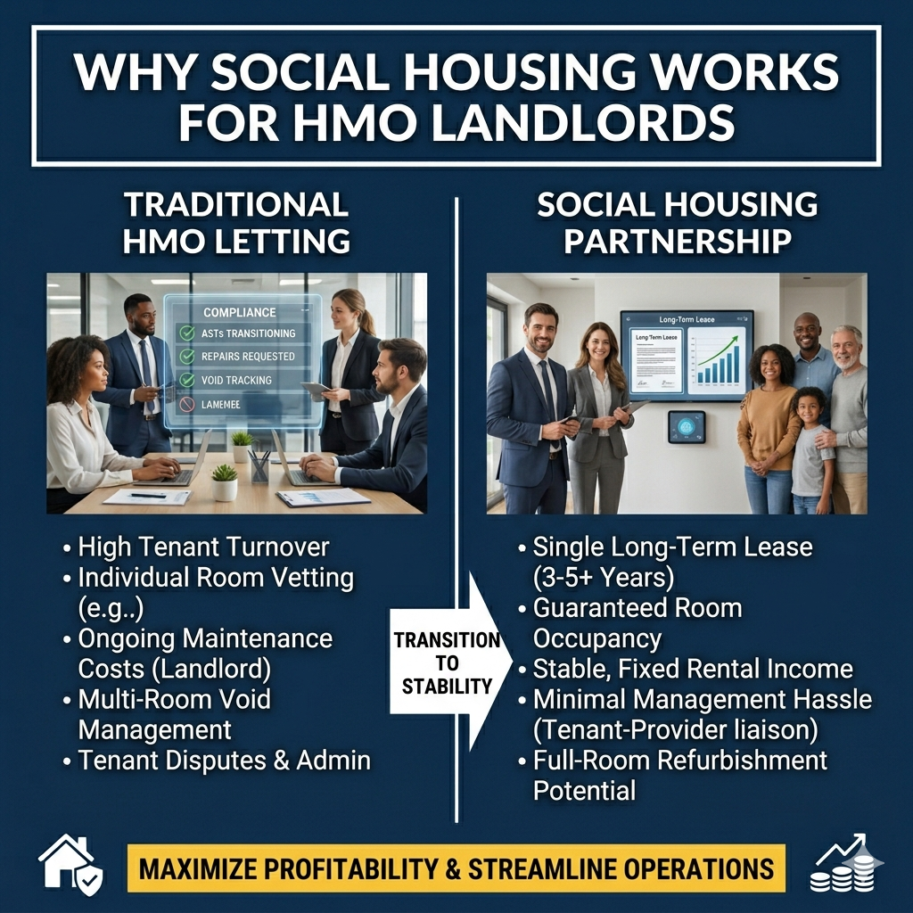 HMO landlord switching to social housing leasing for simplified management and stable rental income