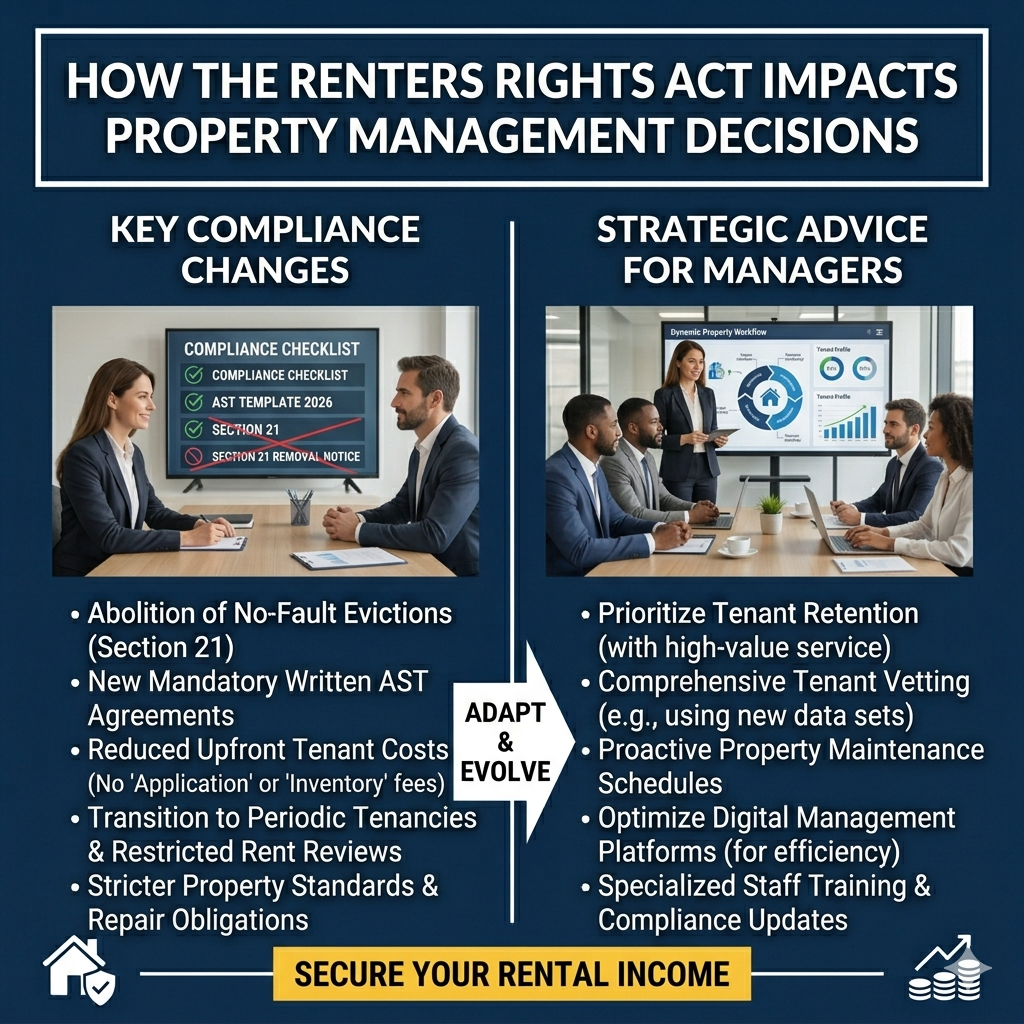 Landlord reviewing property management strategy under renters rights act for stable rental income and reduced risk