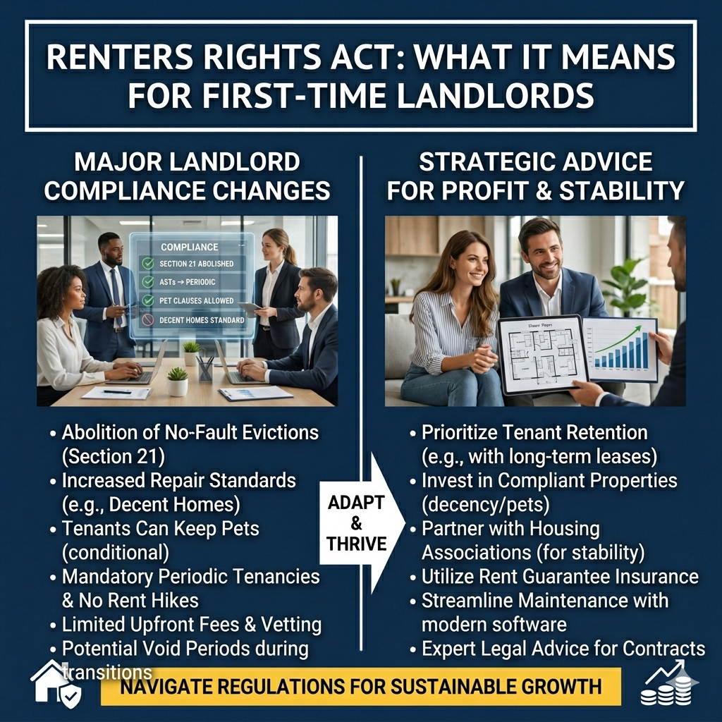 First-time landlord reviewing renters rights act and planning safe rental strategy for stable income